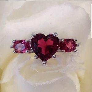 Garnet and silver ring